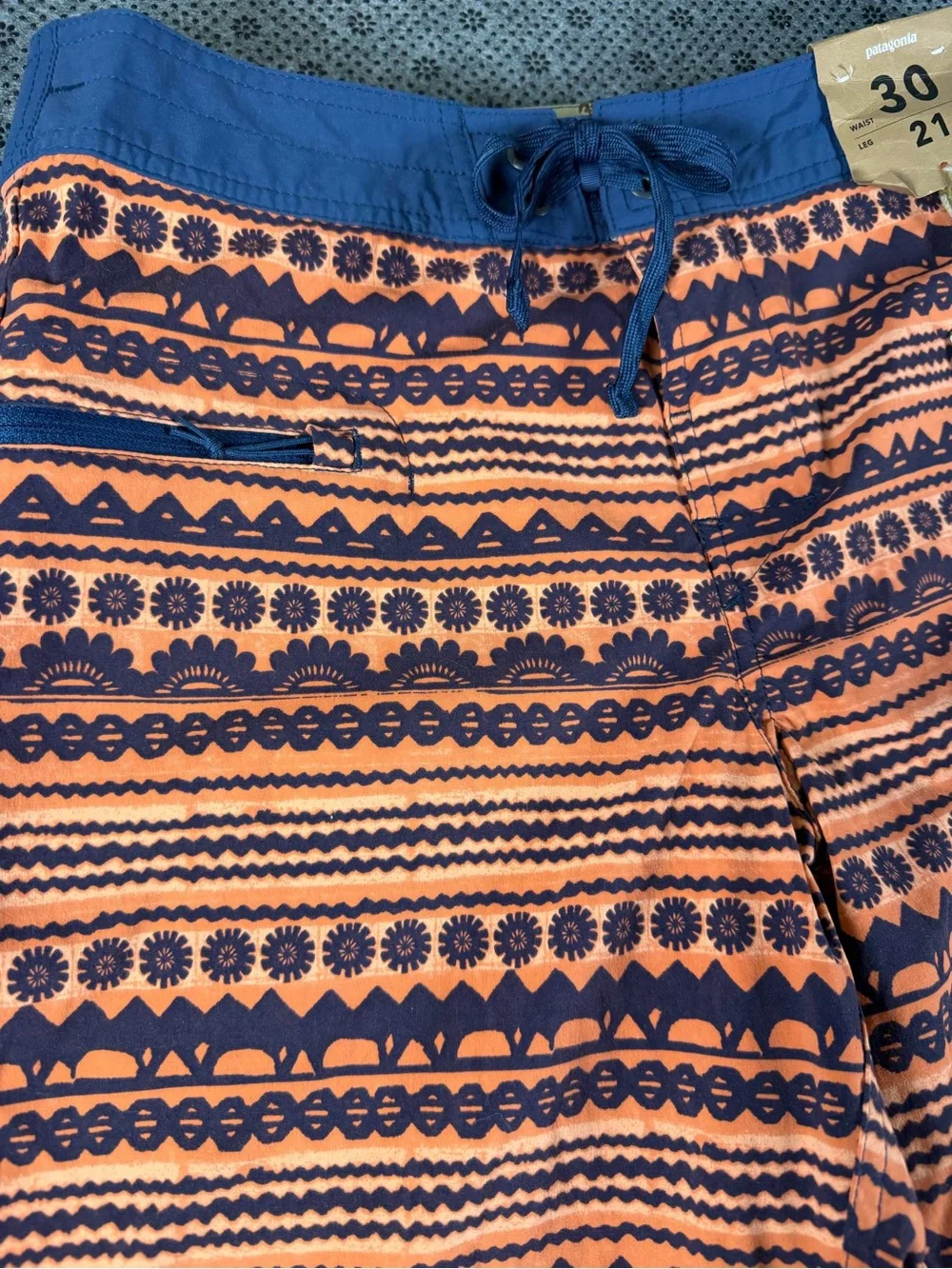 Patagonia Men’s Orange and Navy Patterned Hybrid Shorts